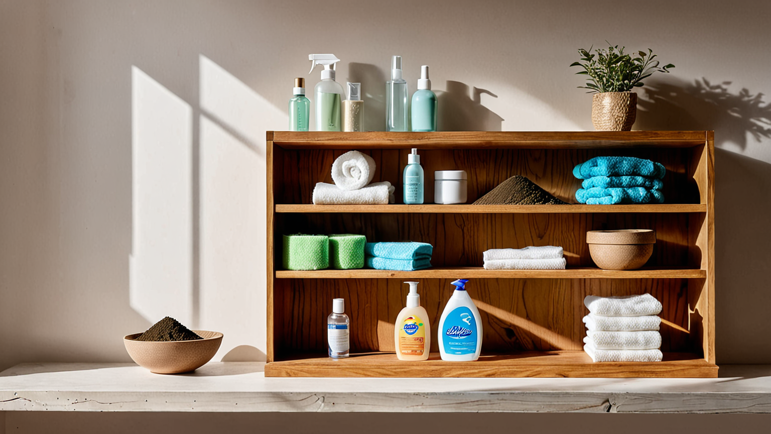 汚れた棚板と掃除道具