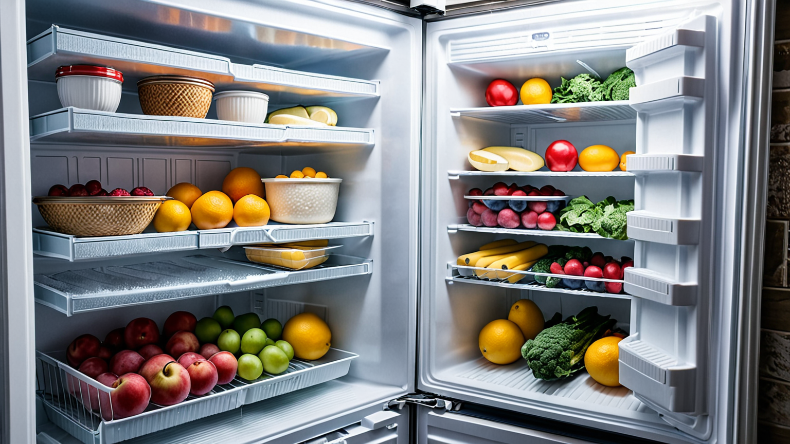 冷凍庫内に霜がついている様子