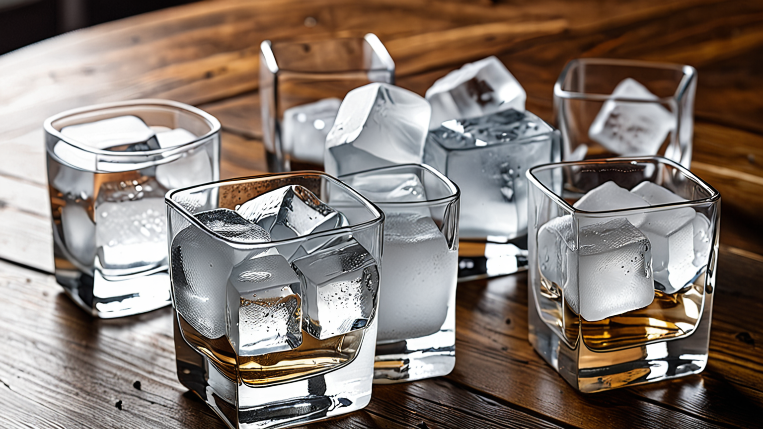 清潔な氷が入ったグラス