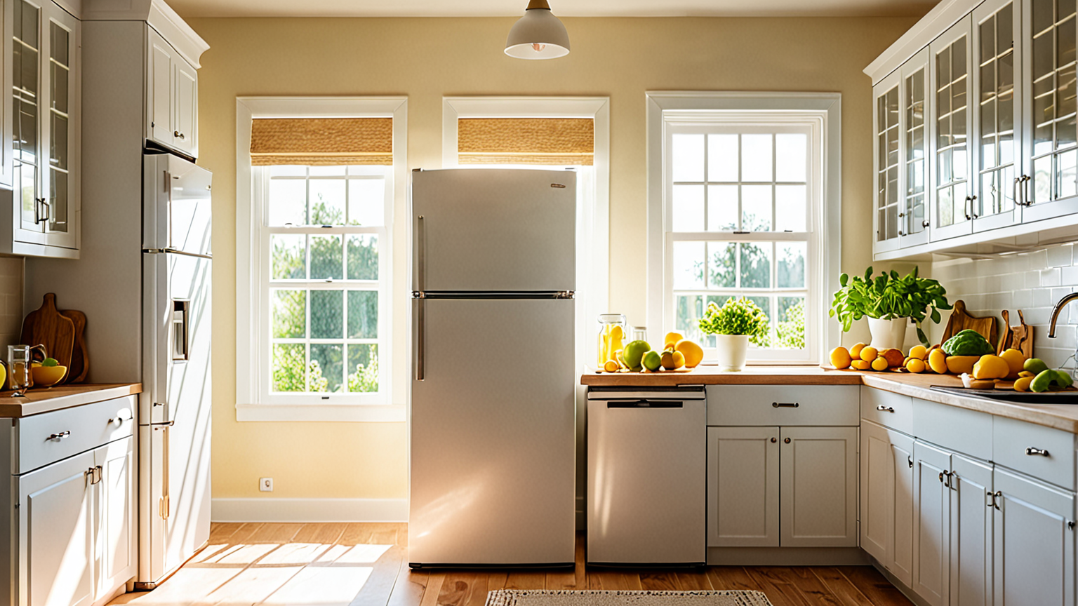 夏のキッチンと冷蔵庫