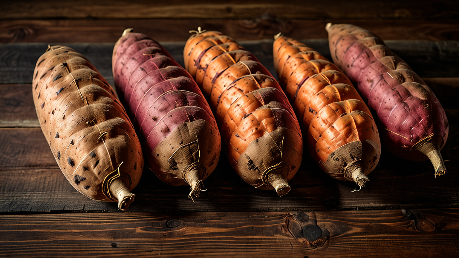 保存中のさつまいもが並んでいる様子