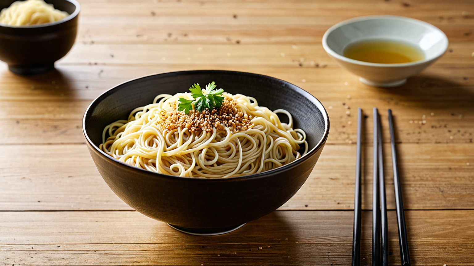 ごま油をかけたそうめんのアップ