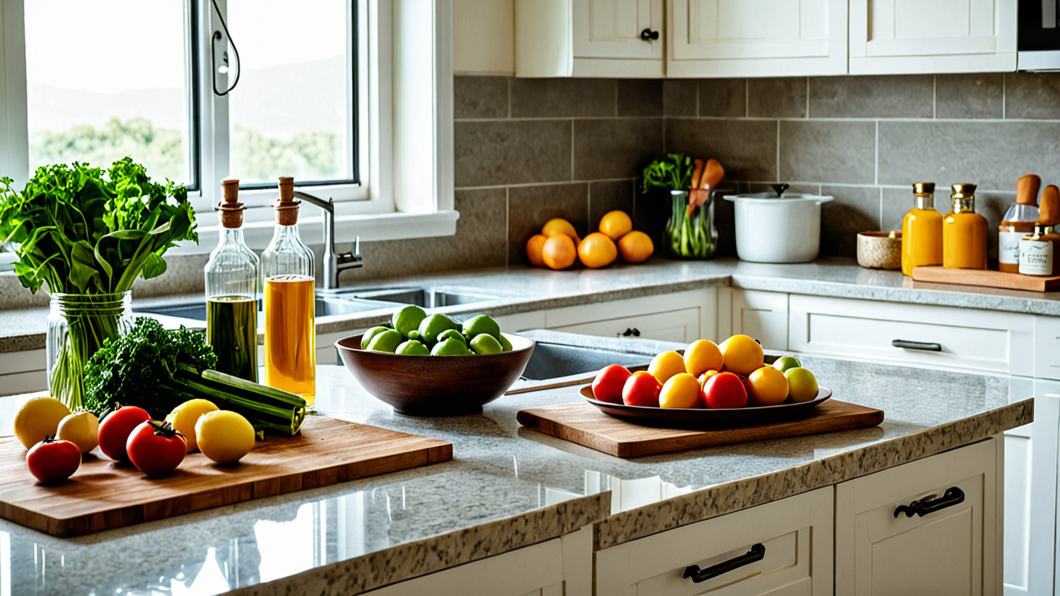 節約料理の材料が並ぶキッチン
