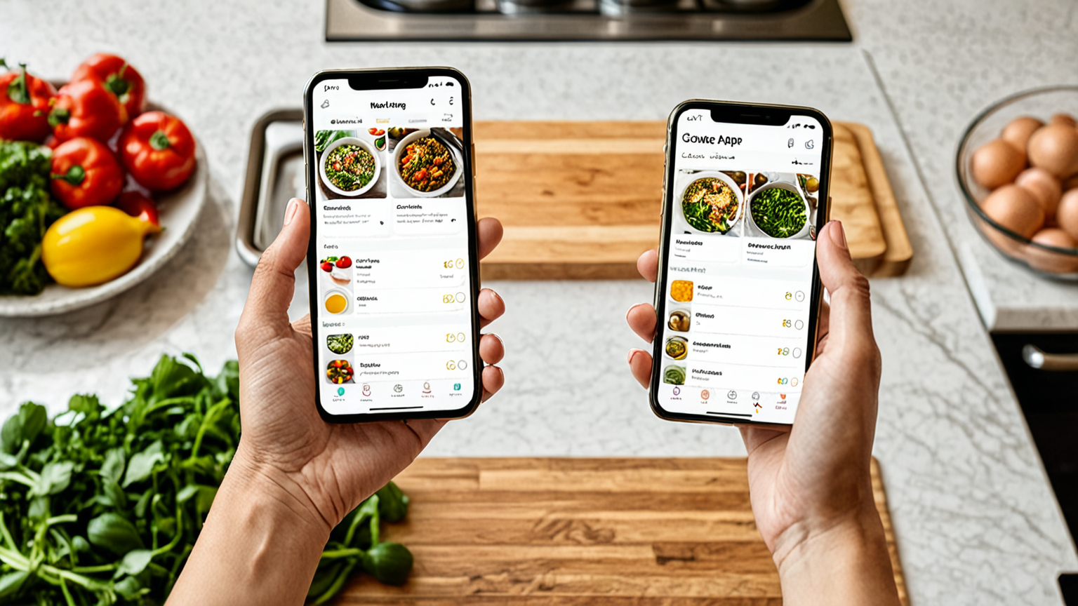スマホで献立アプリを使う様子