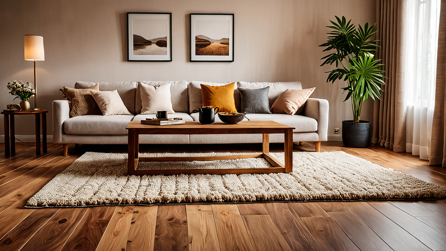 フローリングに敷かれた暖かいラグやカーペット