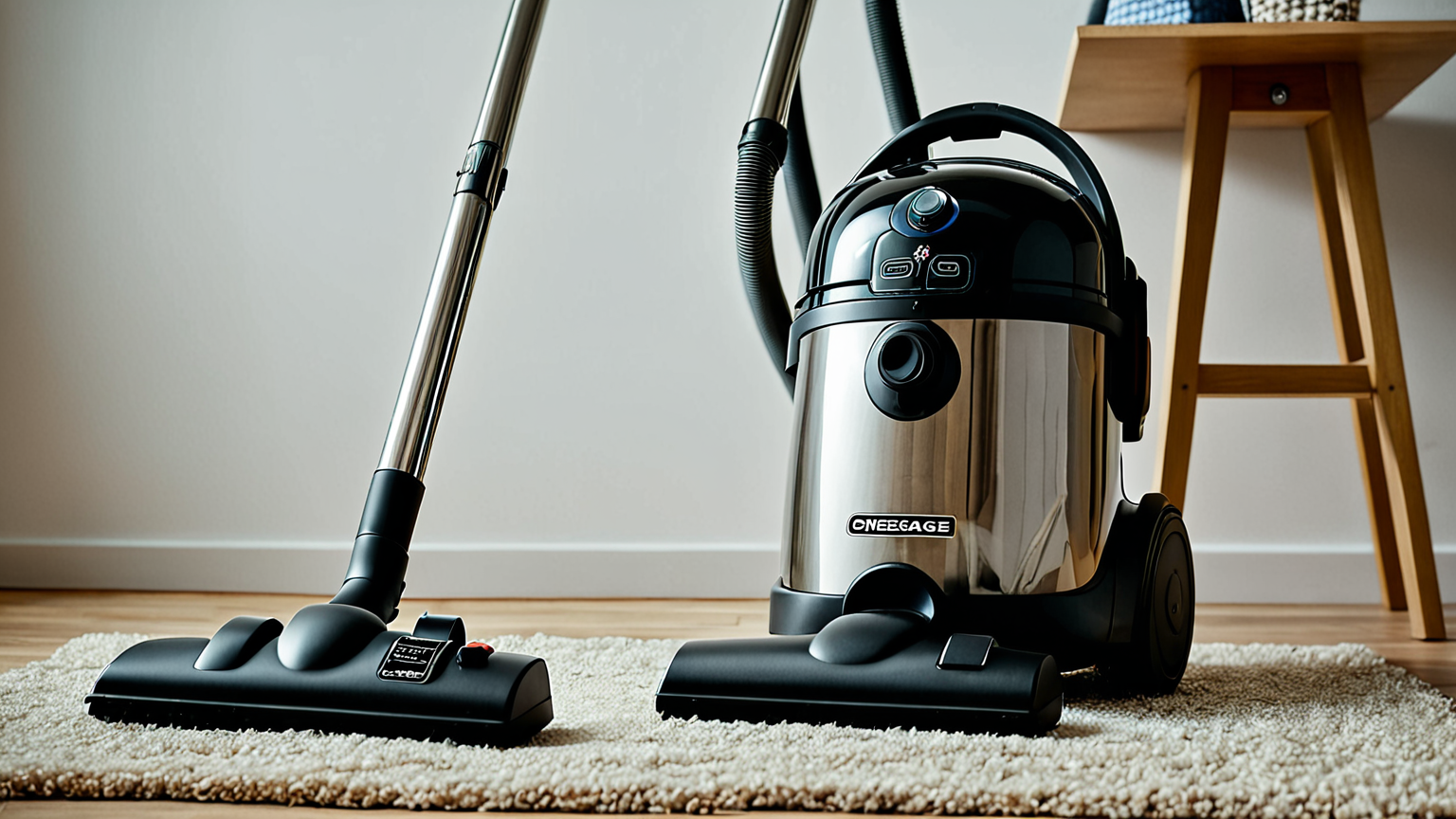 掃除機で圧縮袋の空気を抜く様子