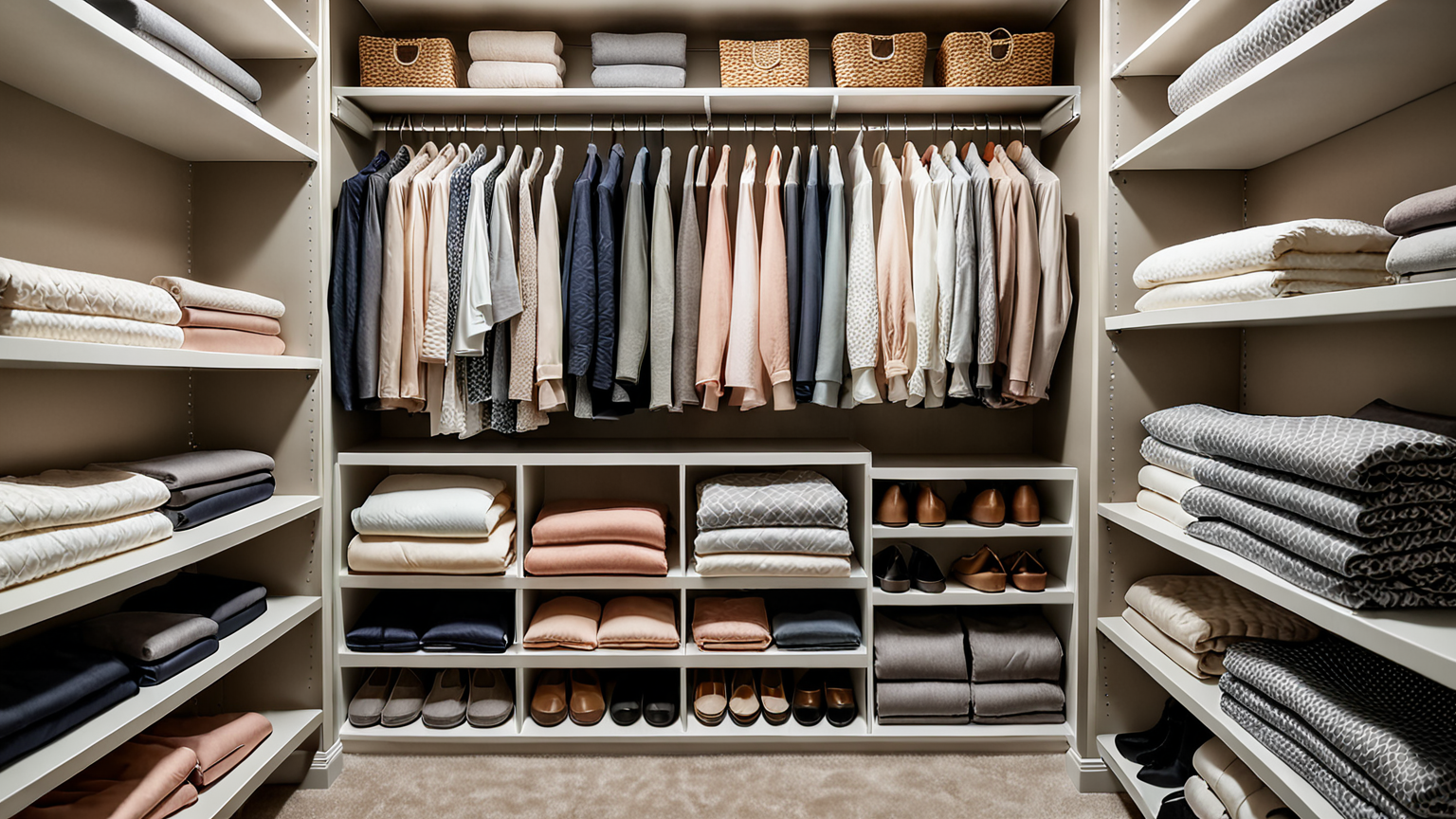 きれいに整理されたクローゼット内の布団収納
