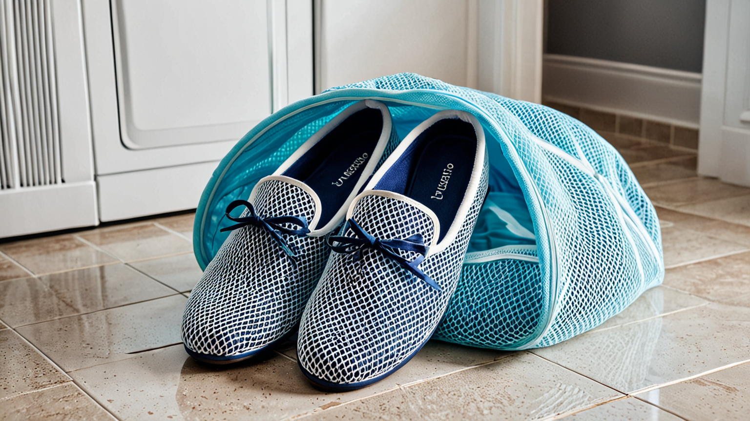 洗濯ネットに入ったスリッパのイメージ