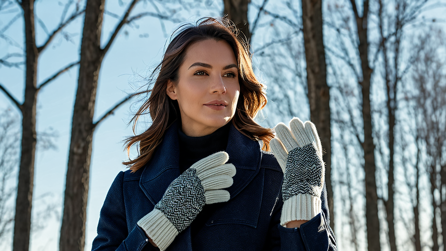 手袋をして外出する女性