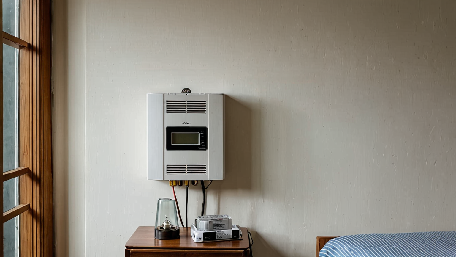 一人暮らしの部屋で電気メーターを確認する様子