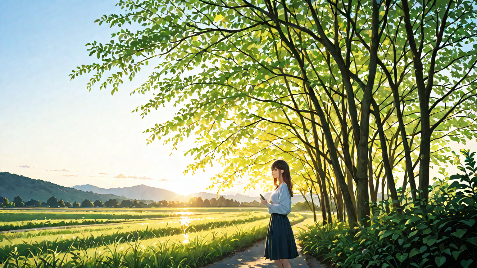 明るい屋外でスマホ撮影する様子