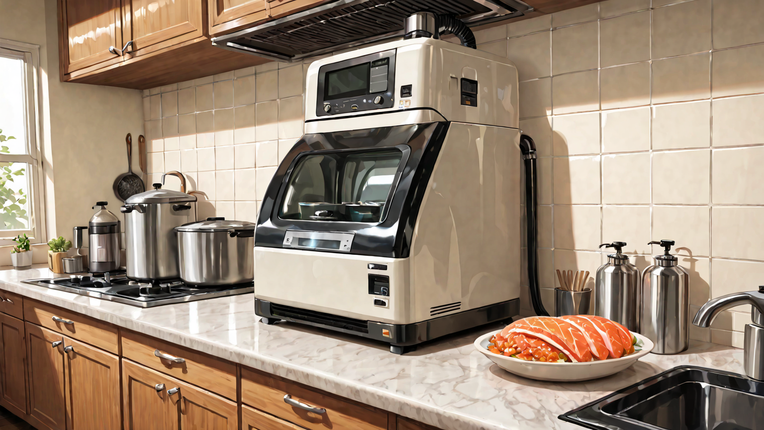 真空パック機と鮭の切り身の保存例