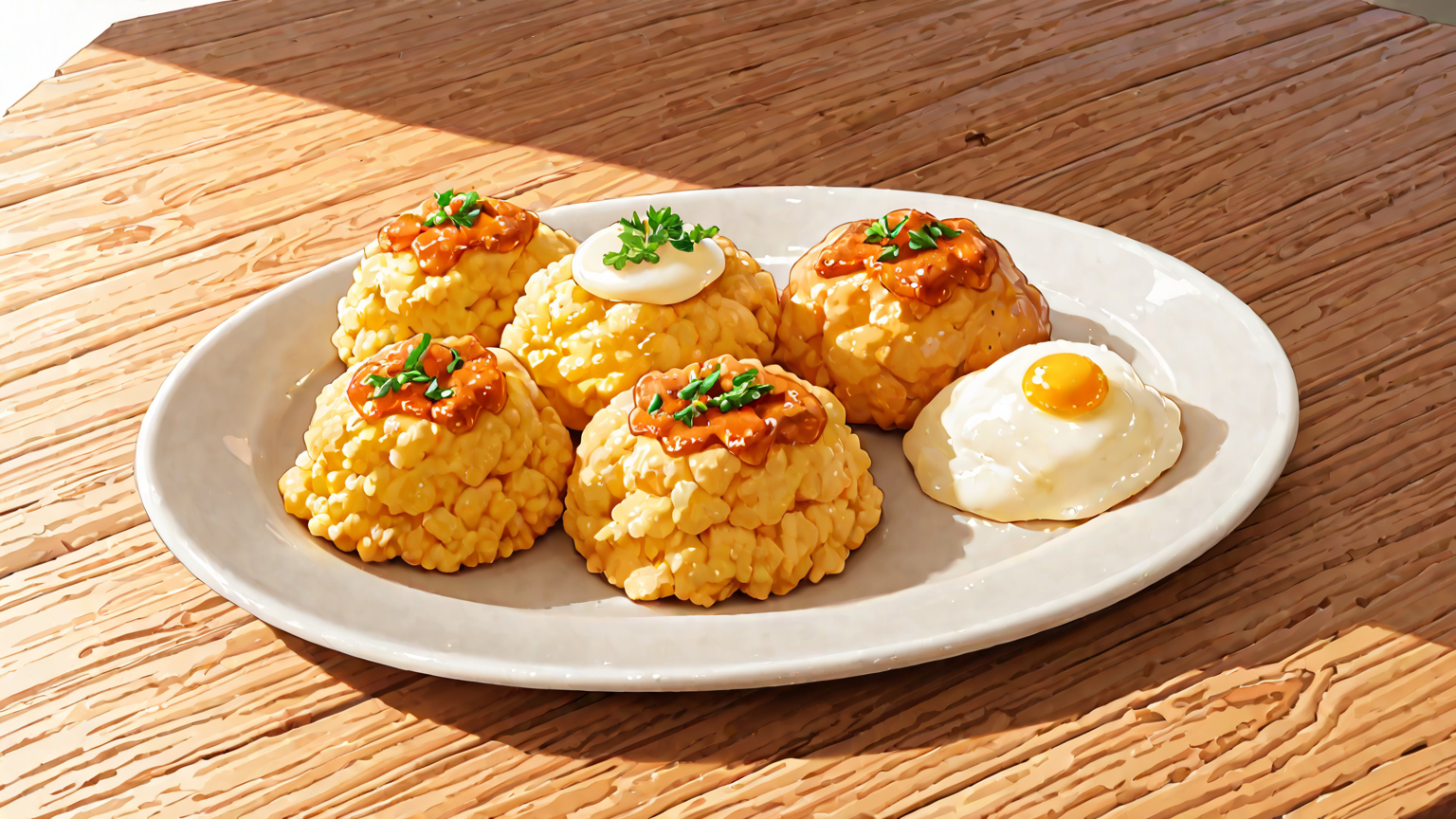 焦げたスクランブルエッグと成功した卵の比較