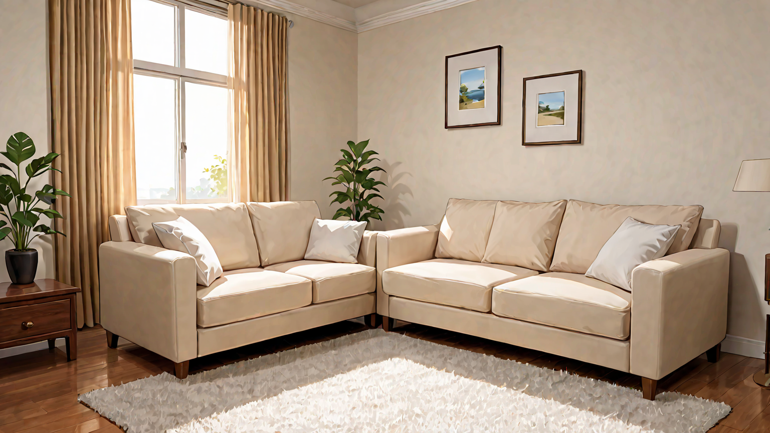 重曹を使ったソファのシミ掃除の様子