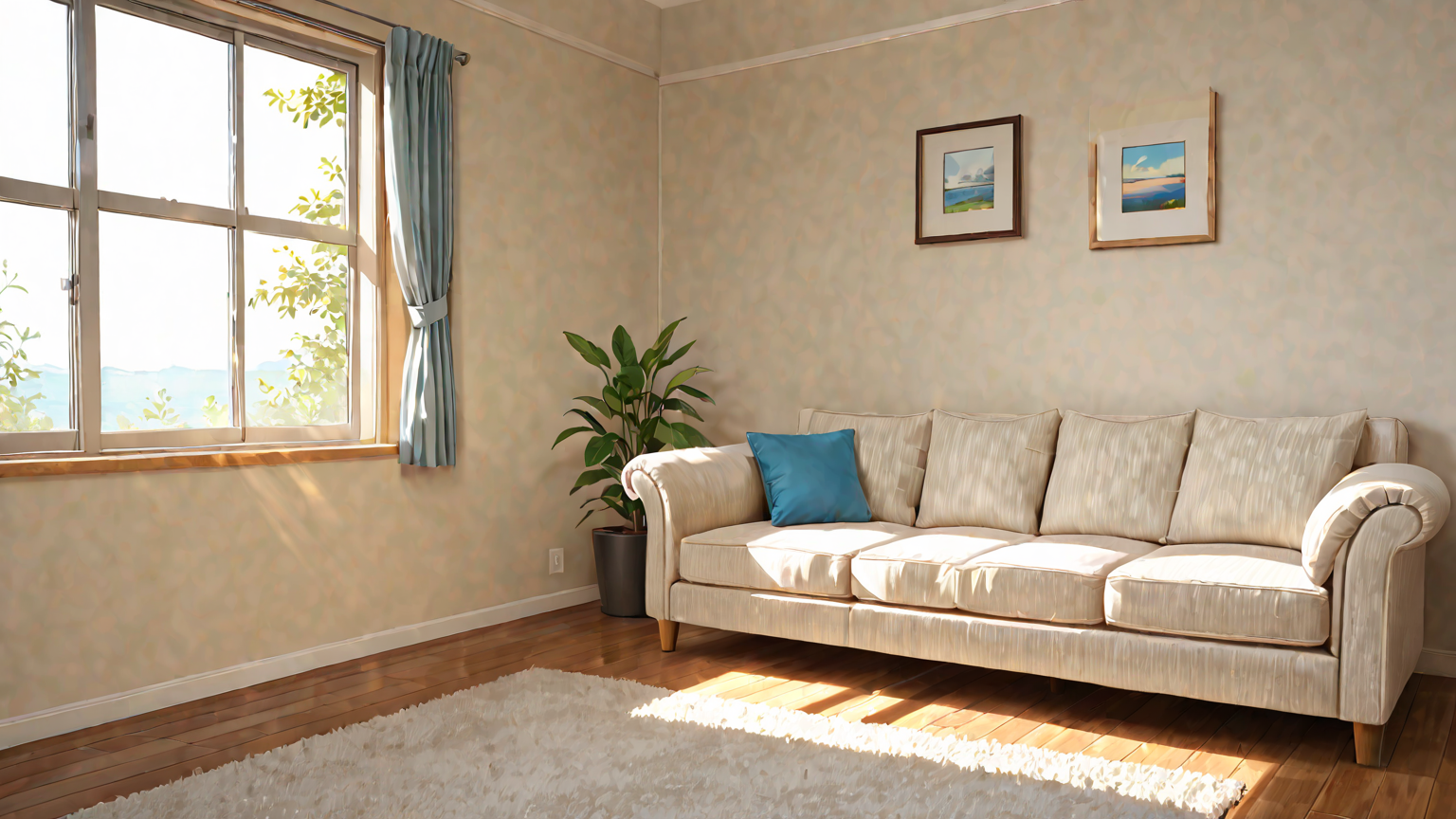 日常的に掃除されている布製ソファ