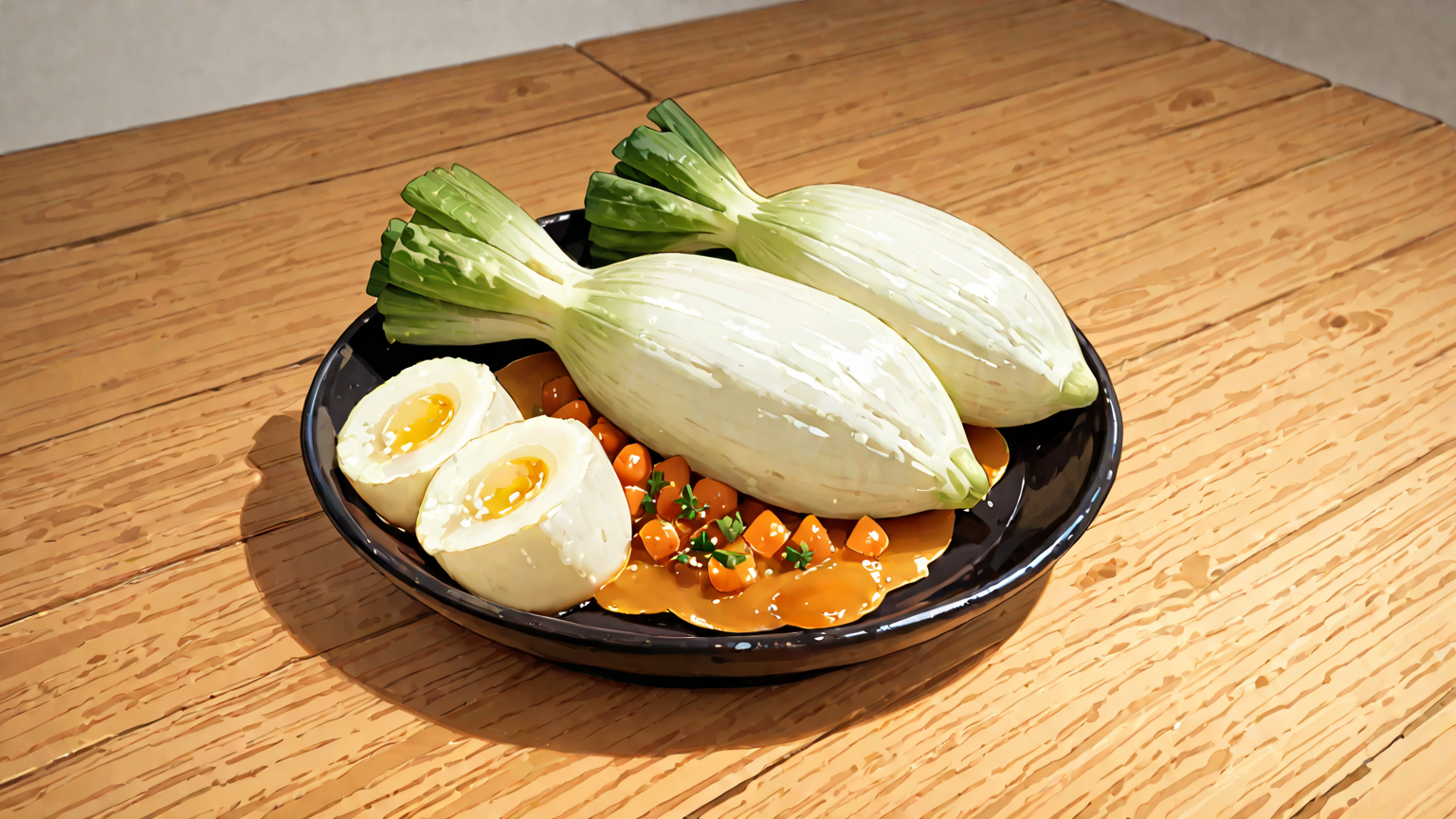 切り干し大根の和え物と煮物の盛り付け