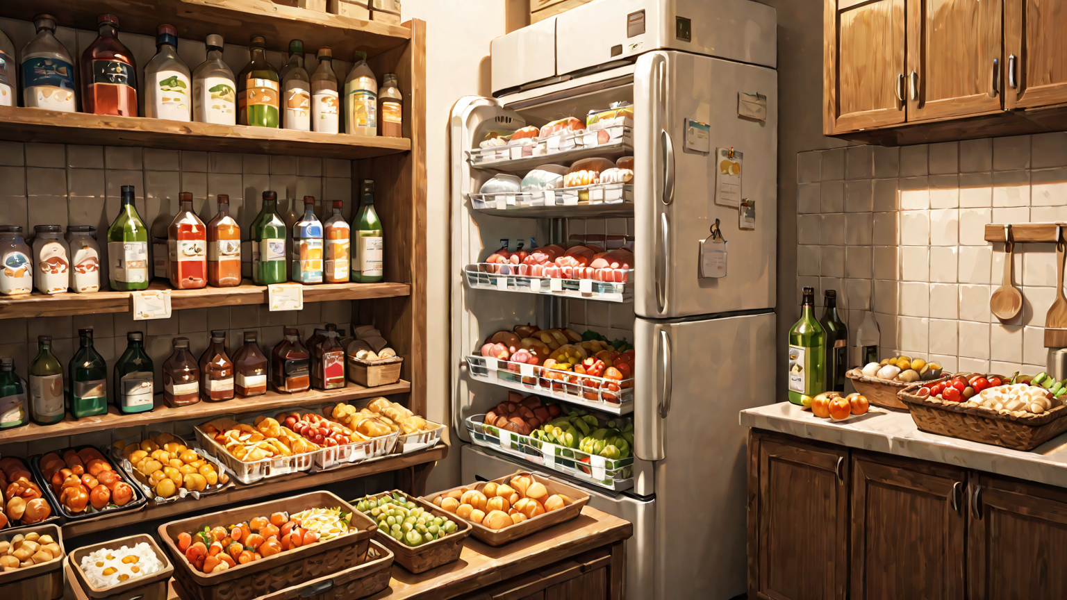 冷蔵庫の整理された棚