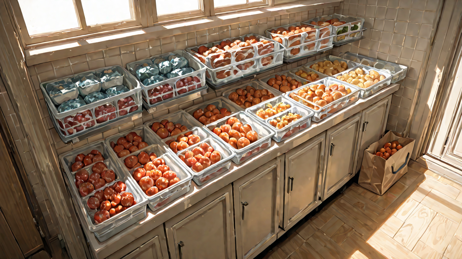 冷凍庫の中の小分け保存袋