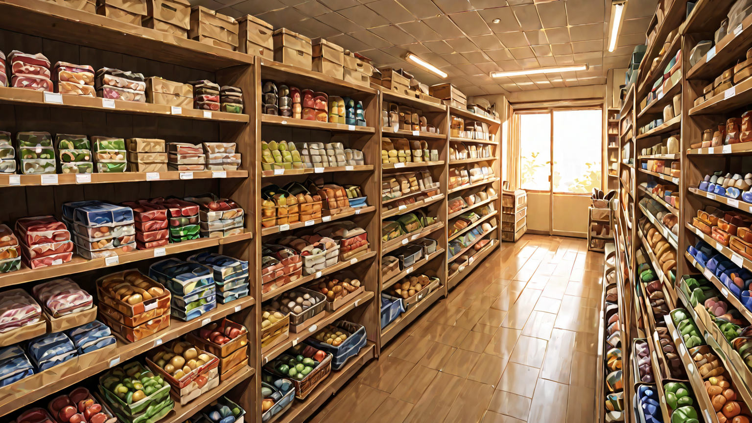 100均の豊富な商品が並ぶ店内