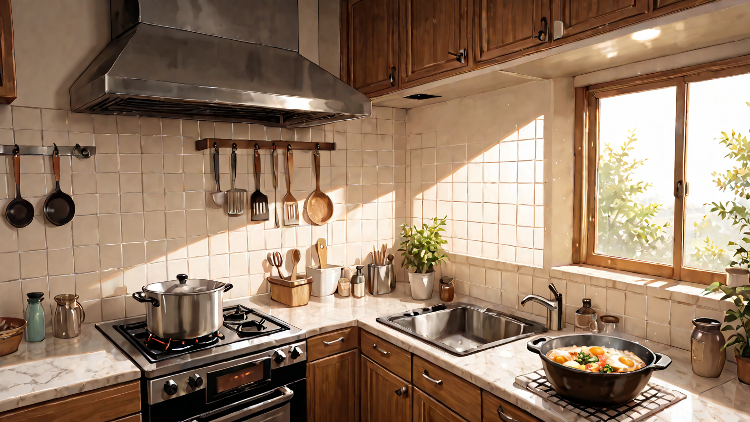 食材が整然と並べられたキッチン