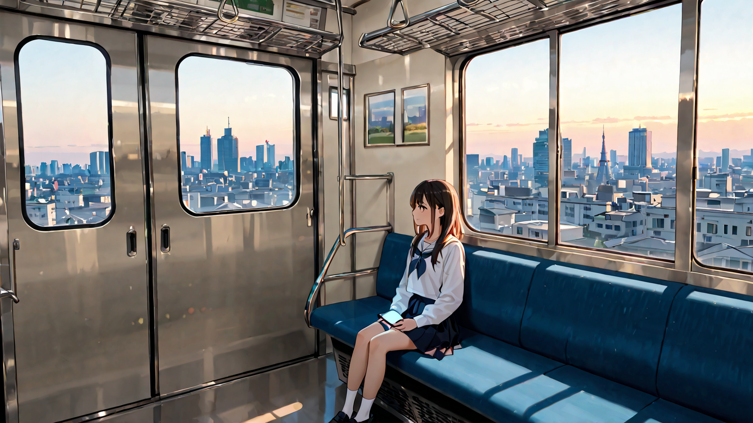 通勤時間にスマホを操作する人