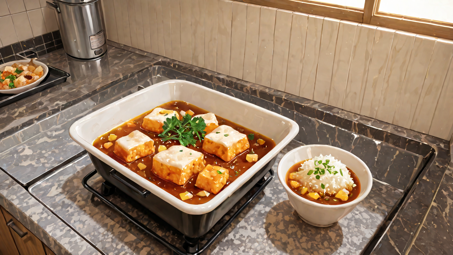 キッチンで油揚げを冷凍保存する様子