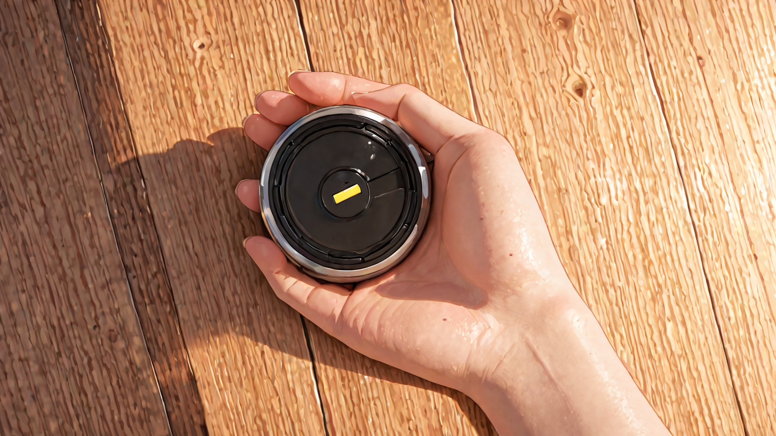 電源ボタンを押す手の写真