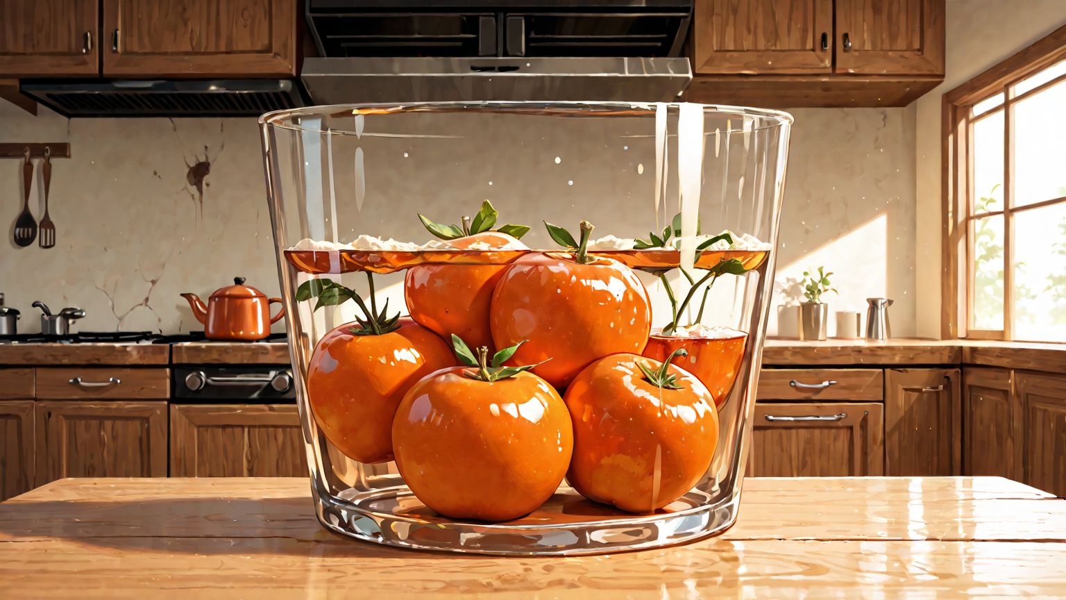 渋抜きした柿を保存している様子