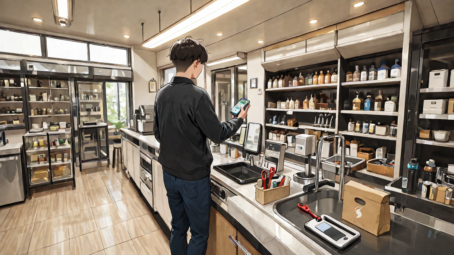 スマホ修理店での相談風景