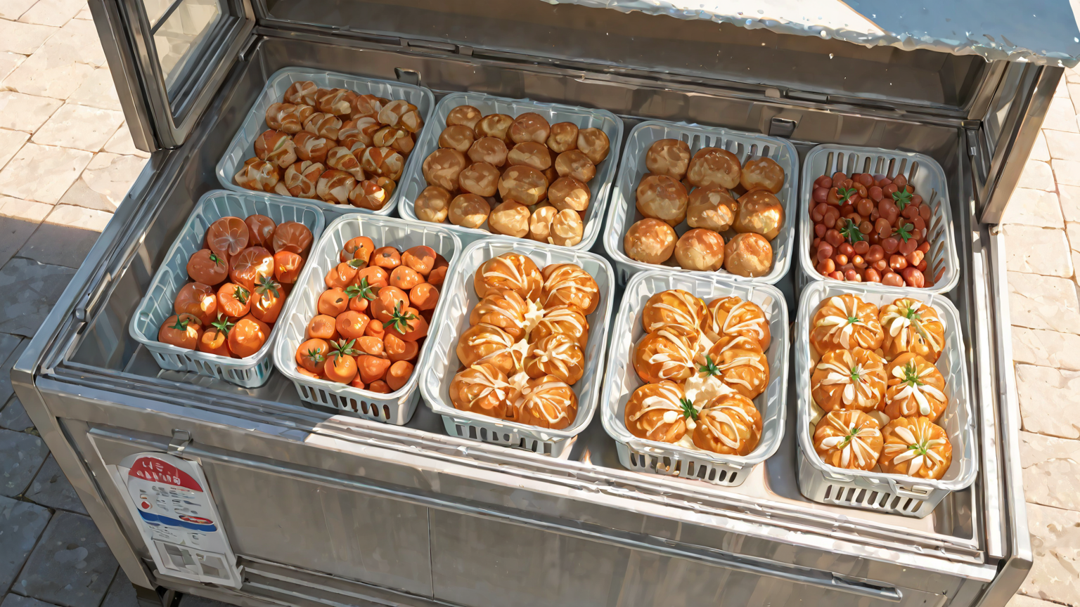 冷凍庫の中の様々な食材