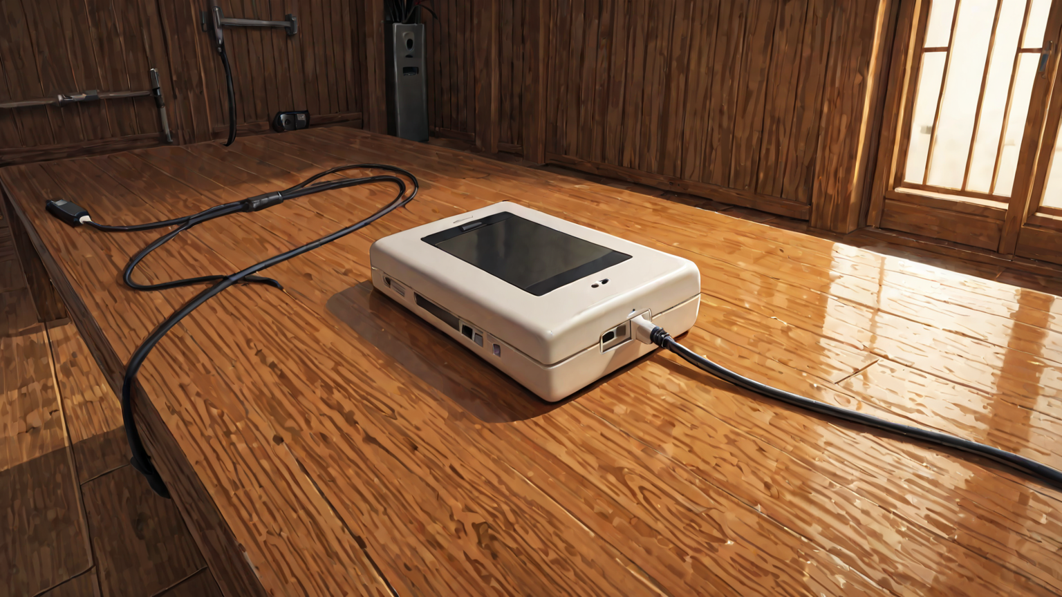 充電器とケーブルを交換している様子