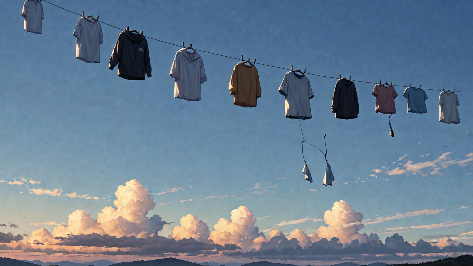 花粉が飛ぶ春の空と洗濯物