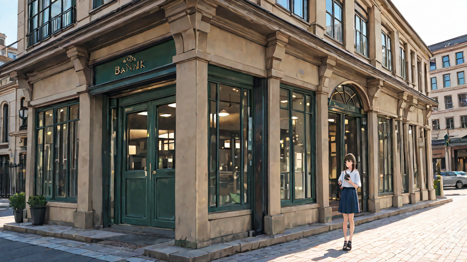 スマートフォンでATM手数料時間をチェックする女性