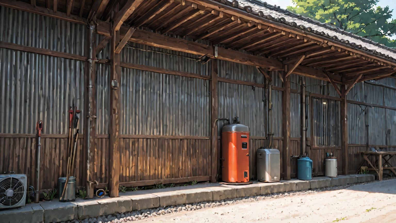 給湯器周辺のメンテナンス風景