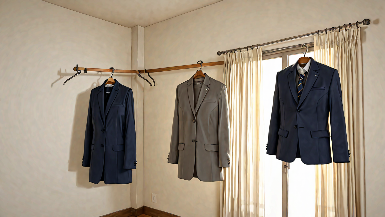 スーツにアイロンをかけている手元