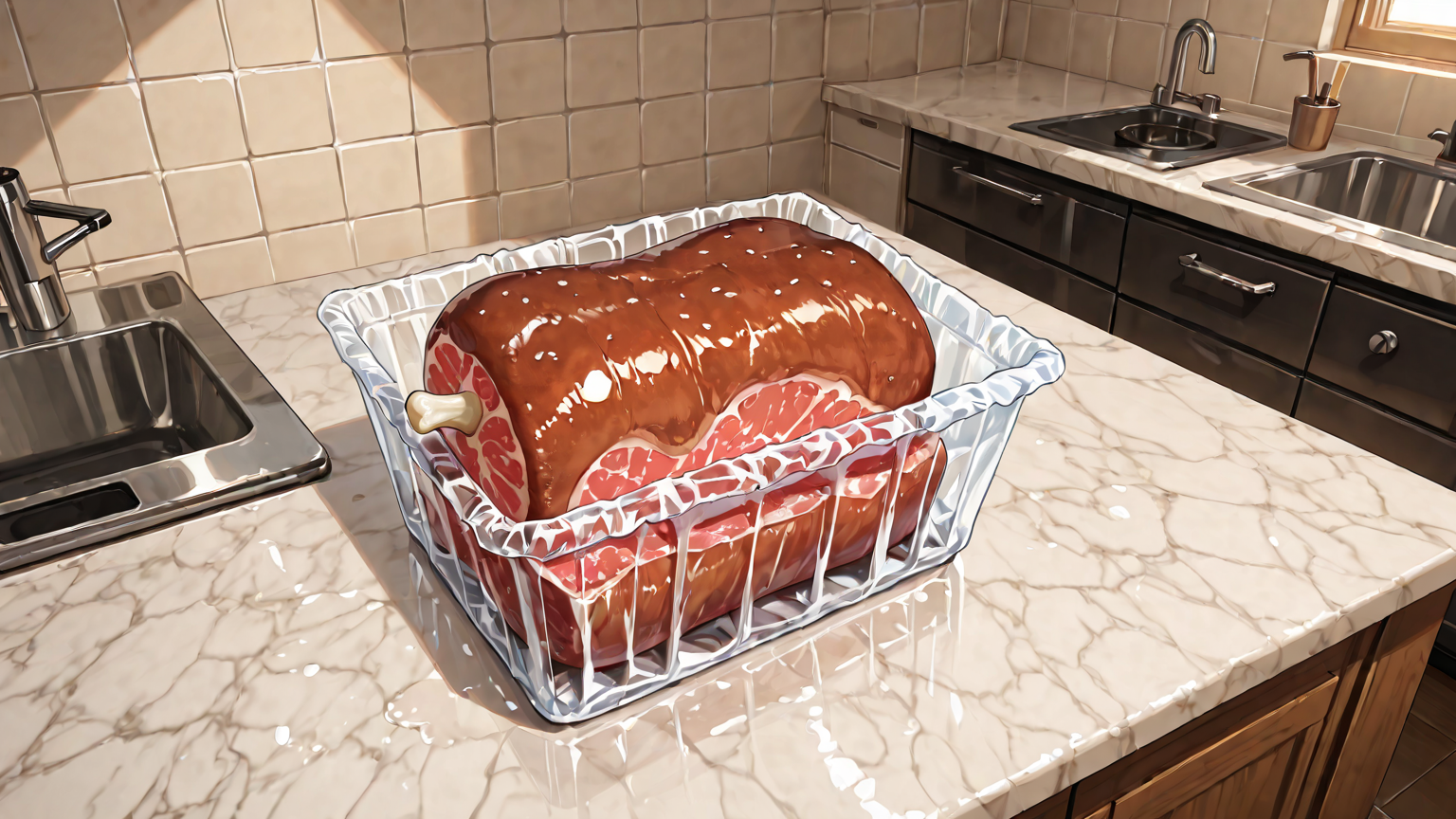 ラップで包まれた冷凍牛肉