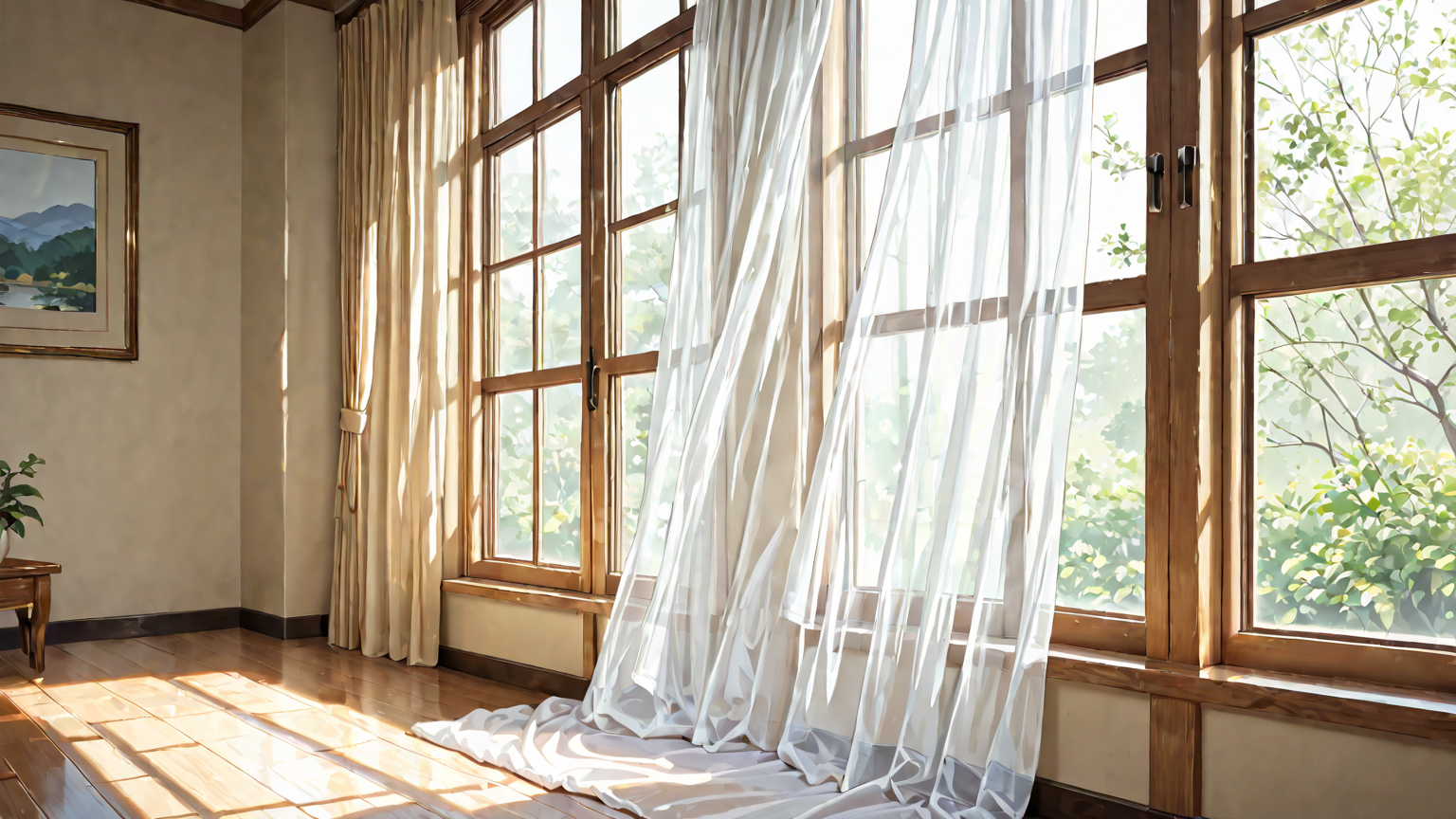 窓に断熱シートを貼る様子