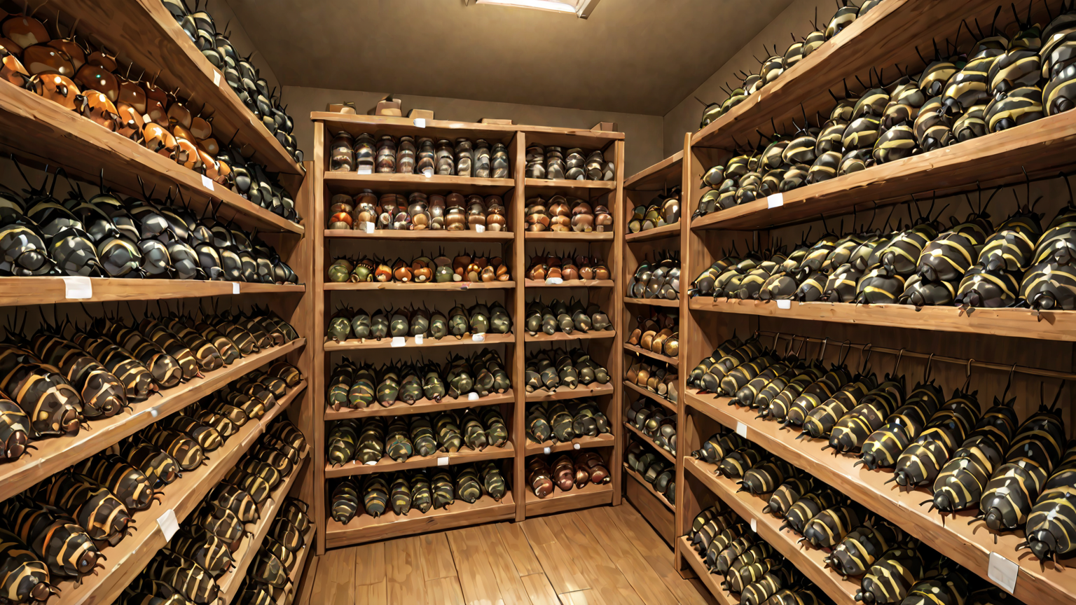 クローゼット内に整然と並べられた防虫剤