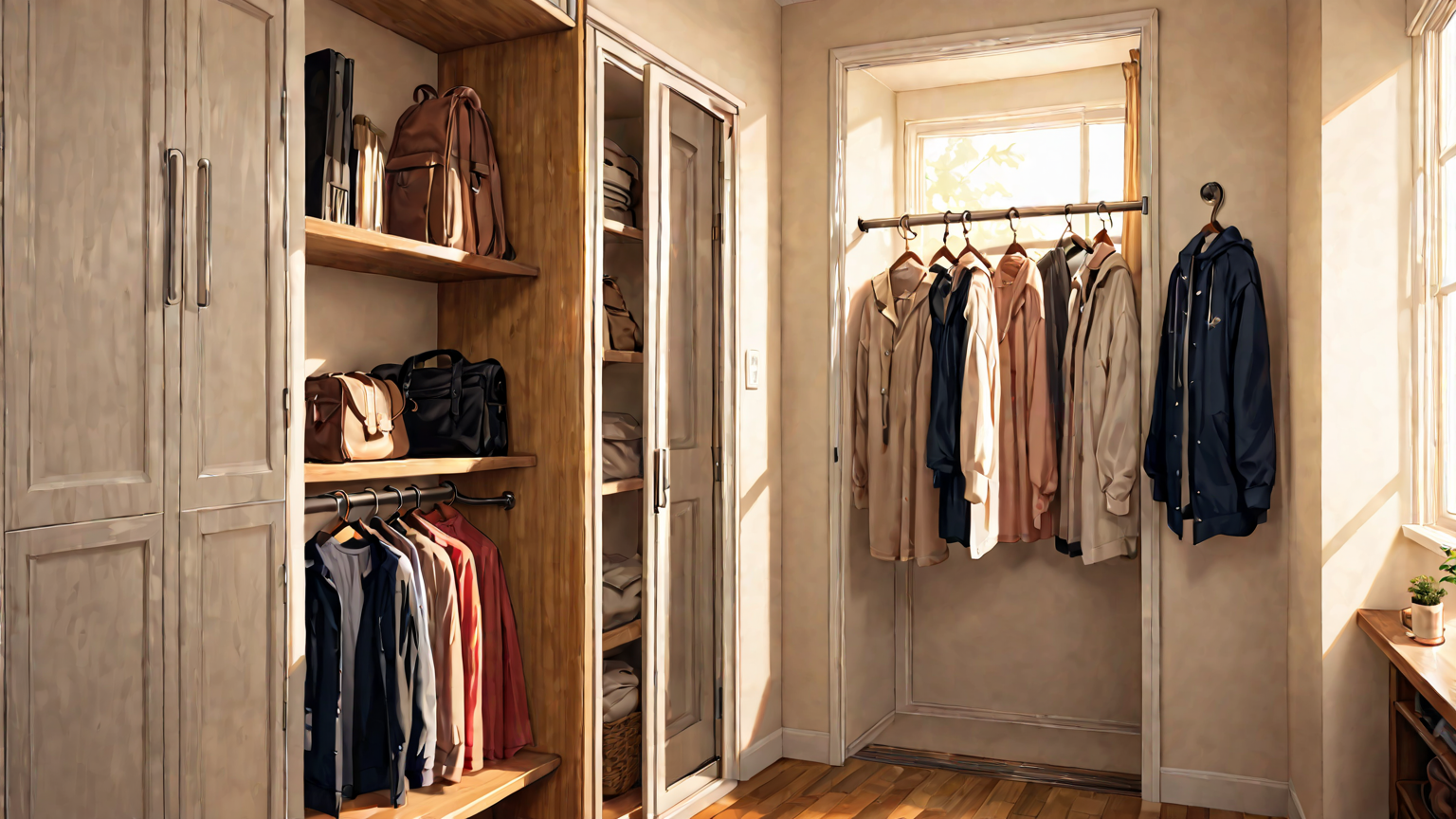 防虫剤をクローゼット内に正しく設置する様子