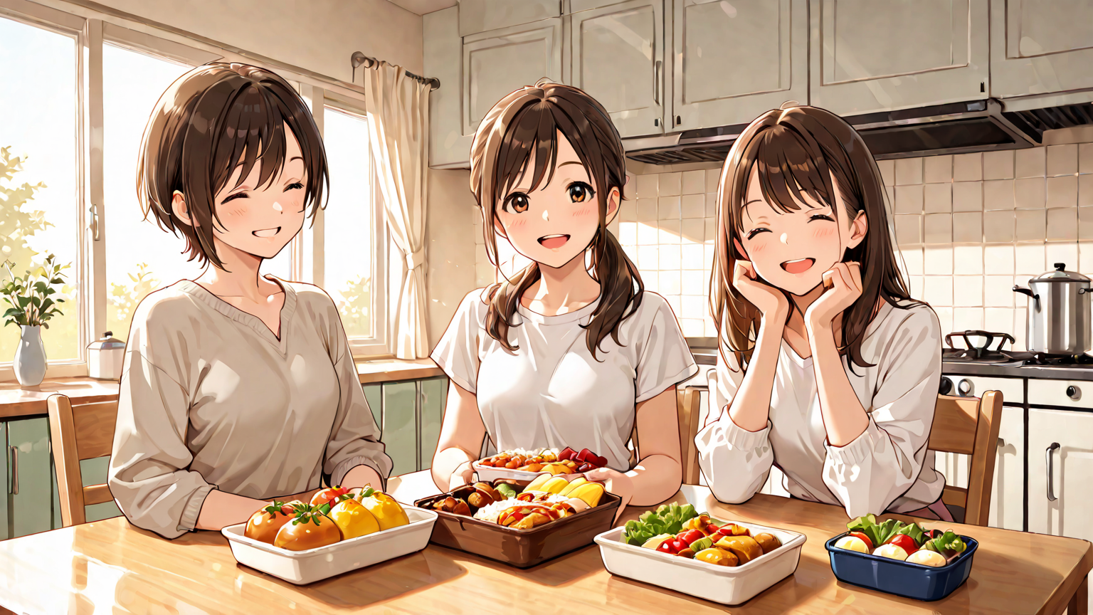 お弁当作りを楽しむ家族の笑顔