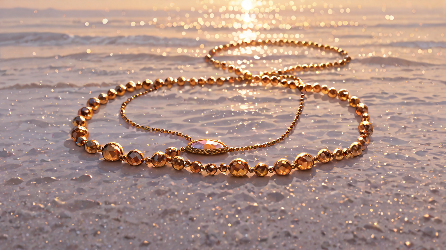 絡まったネックレスとほどく手元