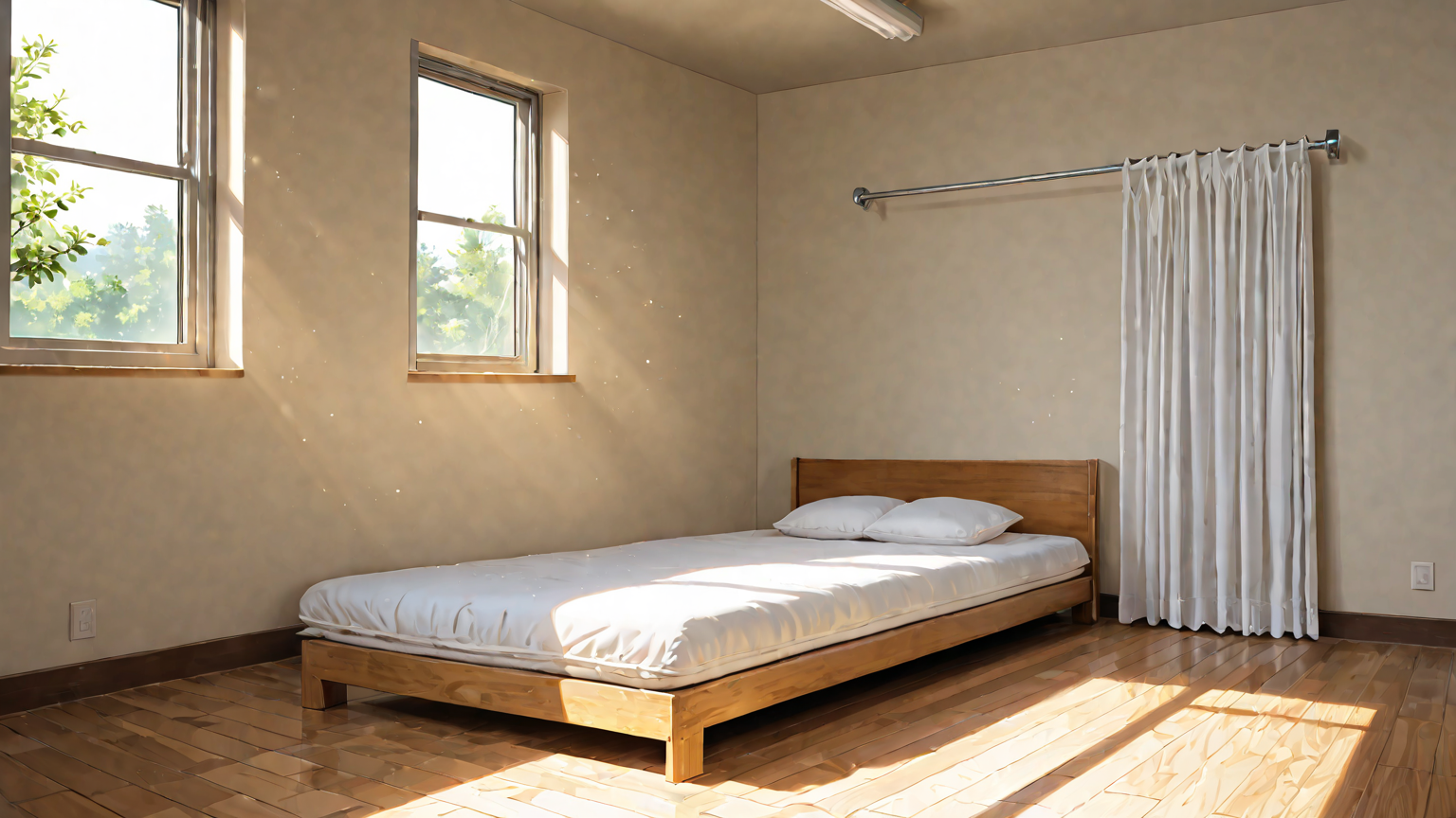 風通しの良い部屋でマットレスを干している様子