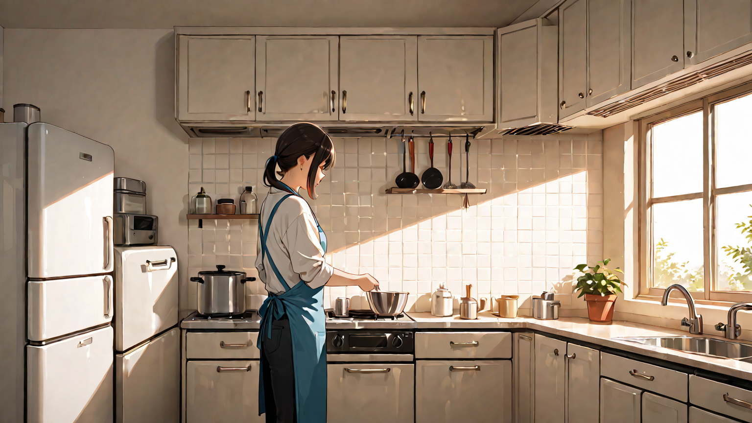 修理専門スタッフが冷蔵庫を点検している様子