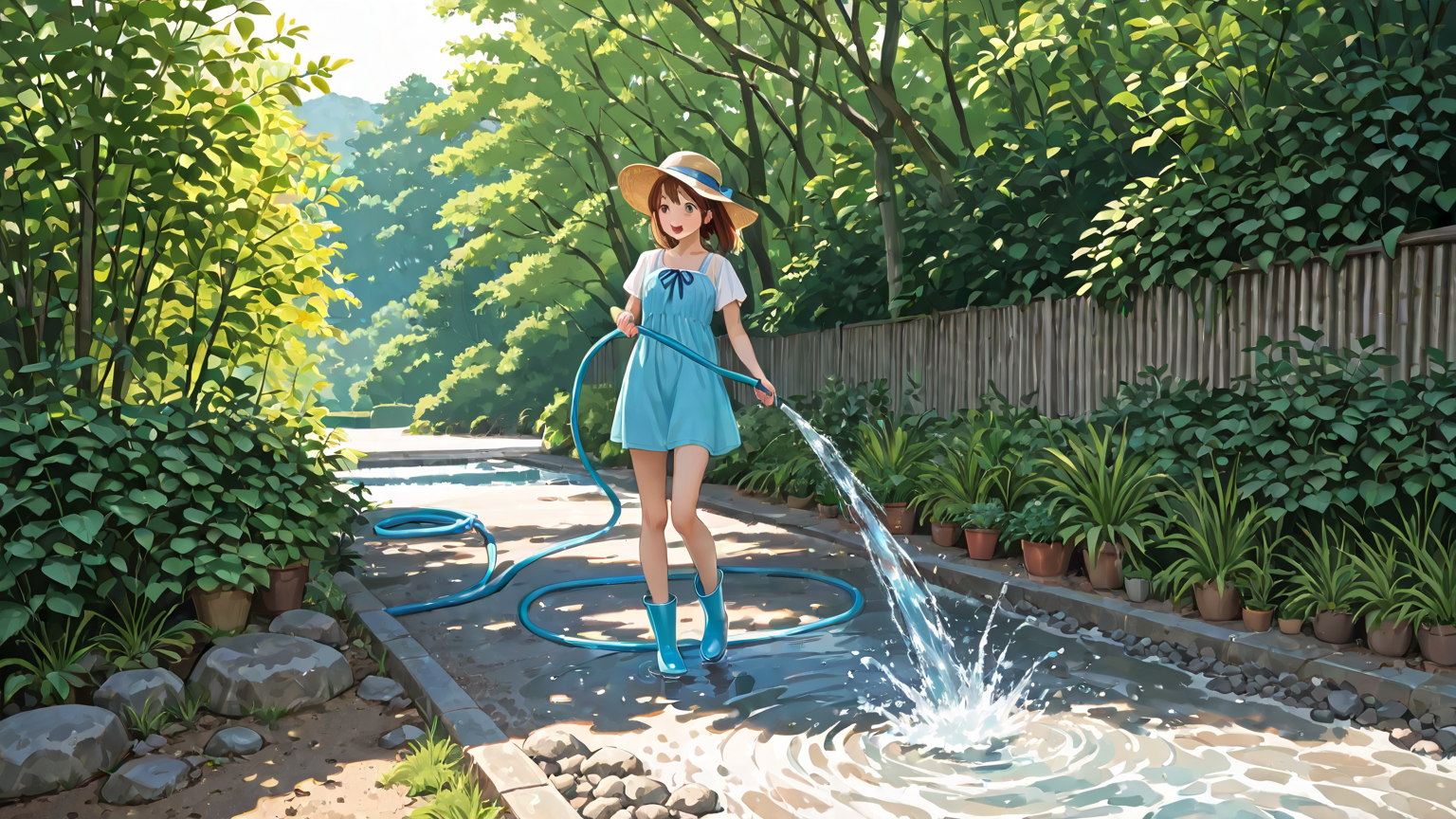 長靴を洗っている様子