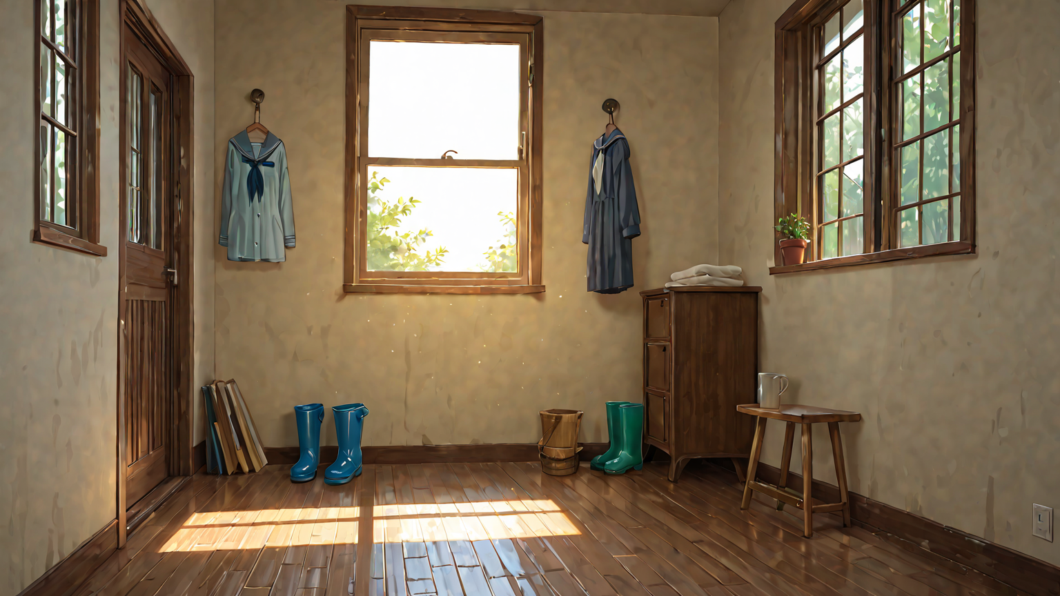 使い終わった長靴を乾燥させている様子