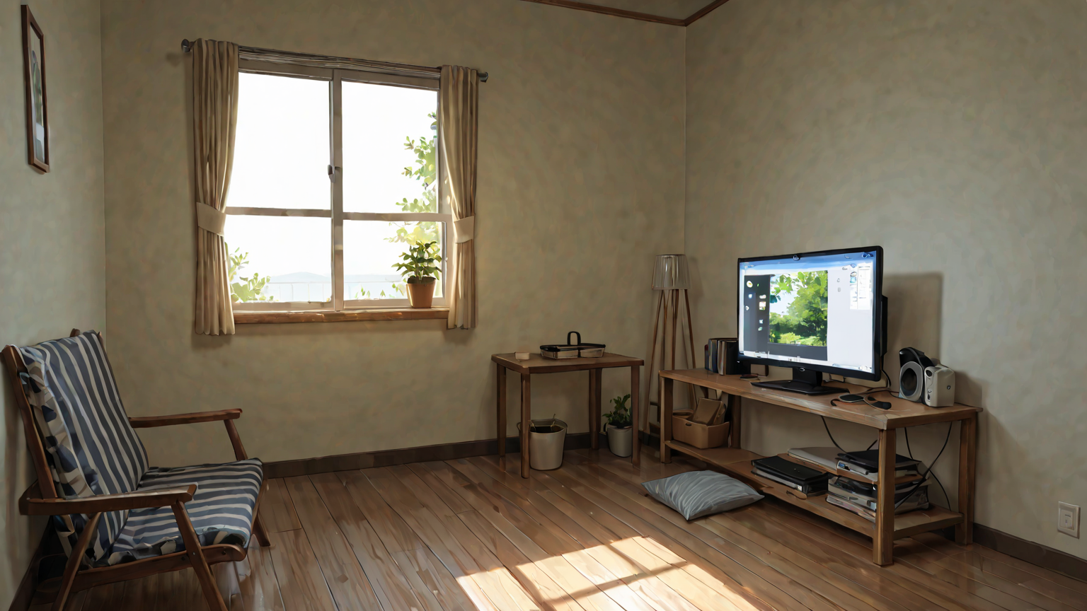 網戸のトラブルを修理している様子