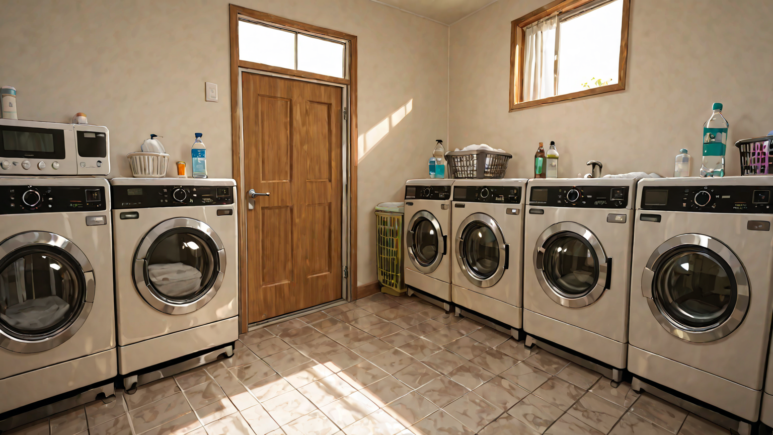 液体洗剤と洗濯槽のイラスト