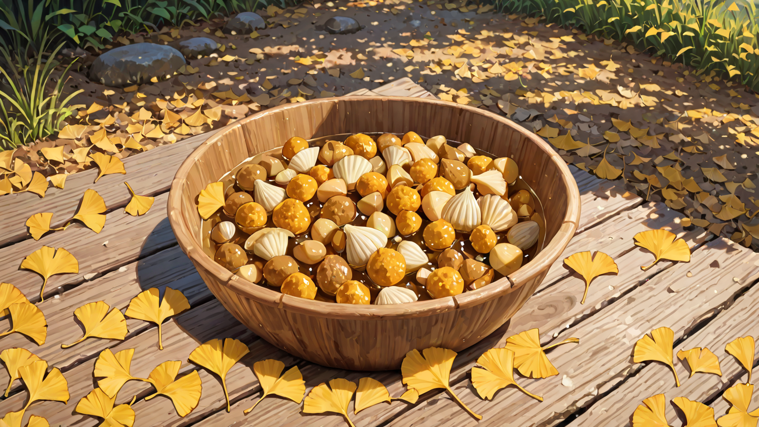 生の銀杏と殻付きの銀杏