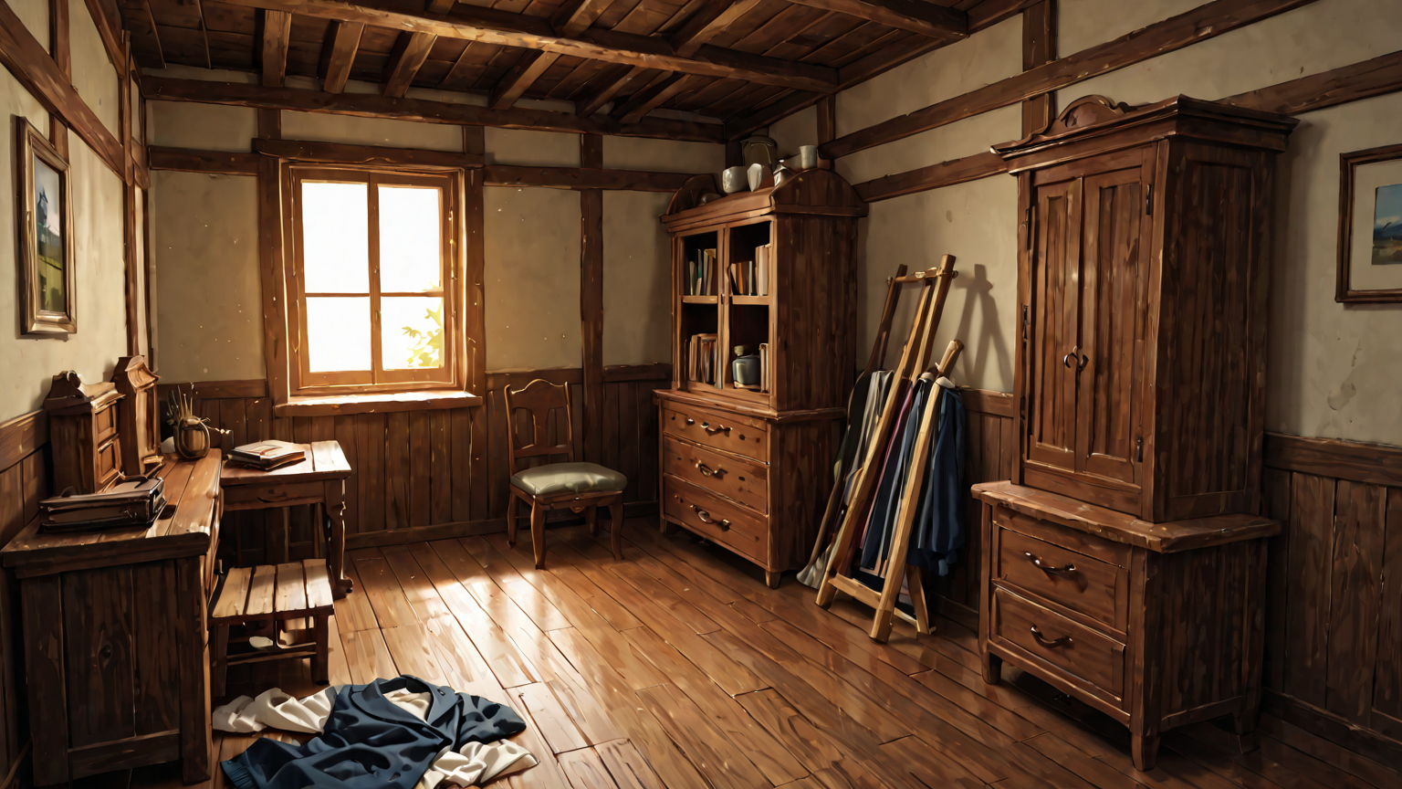 古いタンスの中を掃除している様子