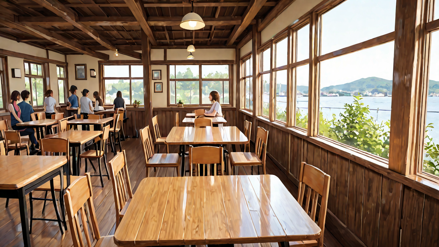 夏の涼しいカフェで過ごす人のイメージ